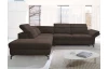 Rohová sedací souprava Colby, tmavě hnědá látka, levý roh