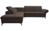 Rohová sedací souprava Colby, tmavě hnědá látka, levý roh