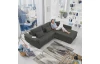 Rohová sedací souprava Torgau, černo-šedá tkanina