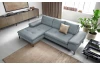 Rohová sedací souprava Vespa, šedo-modrá látka, levý roh