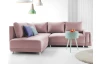 Rohová sedací souprava Beate, růžová látka, levý roh