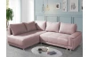 Rohová sedací souprava Beate, růžová látka, levý roh
