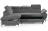 Rohová sedací souprava Gisele, středně šedá látka, levý roh