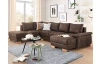 Sedací souprava Chivas, tvar U, hnědá vintage látka, bez funkcí