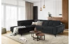 Rohová sedací souprava Sergio, černá látka, levý roh