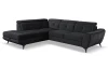 Rohová sedací souprava Sergio, černá látka, levý roh