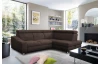 Rohová sedací souprava Brico, tmavě hnědá látka, pravý roh