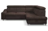 Rohová sedací souprava Brico, tmavě hnědá látka, pravý roh