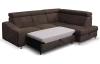 Rohová sedací souprava Brico, tmavě hnědá látka, pravý roh