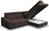 Rohová sedací souprava Brico, tmavě hnědá látka, pravý roh