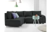 Rohová sedací souprava Beate, antracitová látka, levý roh