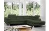 Rohová sedací souprava Lotos, lahvově zelená látka, pravý roh