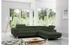 Rohová sedací souprava Lotos, lahvově zelená látka, pravý roh