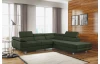 Rohová sedací souprava Lotos, lahvově zelená látka, pravý roh