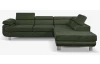 Rohová sedací souprava Lotos, lahvově zelená látka, pravý roh