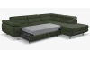 Rohová sedací souprava Lotos, lahvově zelená látka, pravý roh