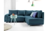 Rohová sedací souprava Beate, tmavá modrá látka, pravý roh
