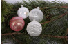 Vánoční ozdoba skleněná koule 7 cm, bílá s vlnkami