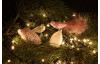 Vánoční ozdoba skleněná oliva 8x4 cm, bílá s vlnkami