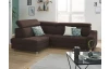 Rohová sedací souprava Brico, tmavě hnědá látka, levý roh
