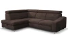 Rohová sedací souprava Brico, tmavě hnědá látka, levý roh