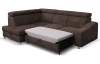 Rohová sedací souprava Brico, tmavě hnědá látka, levý roh