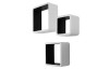 Sada nástěnných regálů (3 ks) Cubo, bílá/černá lesk