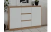 Komoda se šuplíky Dallas, 117 cm, dub artisan/leskle bílá