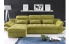 Rohová sedací souprava Eternity, zelená látka, levý roh, s rozkladem