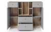 Komoda s regálem Room 120 cm, dub biscuit/šedá