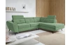Rohová sedací souprava Sergio, bledě zelená látka, pravý roh