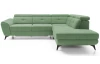 Rohová sedací souprava Sergio, bledě zelená látka, pravý roh