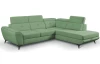Rohová sedací souprava Sergio, bledě zelená látka, pravý roh