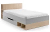 Postel se zásuvkou Room 120x200 cm, dub biscuit/šedá