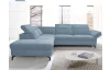 Rohová sedací souprava Colby, šedo-modrá látka, levý roh