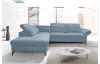 Rohová sedací souprava Colby, šedo-modrá látka, levý roh