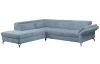 Rohová sedací souprava Colby, šedo-modrá látka, levý roh
