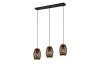 Závěsné stropní osvětlení Bidar 71 cm, černý kov/dřevo, 3 svítidla