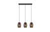 Závěsné stropní osvětlení Bidar 71 cm, černý kov/dřevo, 3 svítidla