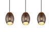 Závěsné stropní osvětlení Bidar 71 cm, černý kov/dřevo, 3 svítidla