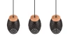 Závěsné stropní osvětlení Bidar 71 cm, černý kov/dřevo, 3 svítidla