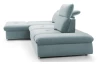 Rohová sedací souprava Focus, šedo-modrá látka, levý roh