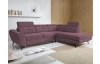 Rohová sedací souprava Sergio, tmavě růžová látka, pravý roh