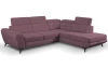 Rohová sedací souprava Sergio, tmavě růžová látka, pravý roh