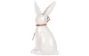 Velikonoční dekorace Soška zajíc s pírkem, 19 cm, bílá