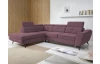 Rohová sedací souprava Sergio, tmavě růžová látka, levý roh