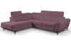 Rohová sedací souprava Sergio, tmavě růžová látka, levý roh