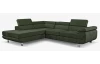 Rohová sedací souprava Lotos, lahvově zelená látka, levý roh