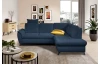 Rohová sedací souprava Geneva, oceánská modrá látka, pravý roh