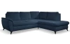 Rohová sedací souprava Geneva, oceánská modrá látka, pravý roh